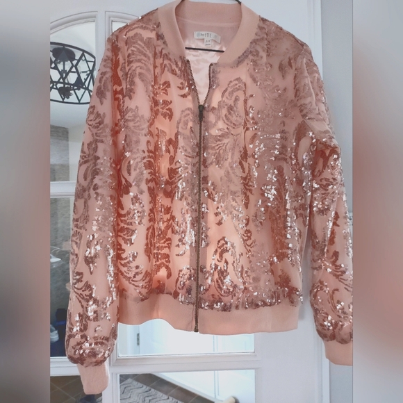 love, Fire Jackets & Blazers - Sequin Embellished Bomber Jacket.